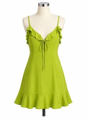 Lulus Here to Dance Lime Green Lace-Up Mini Dress - Size S